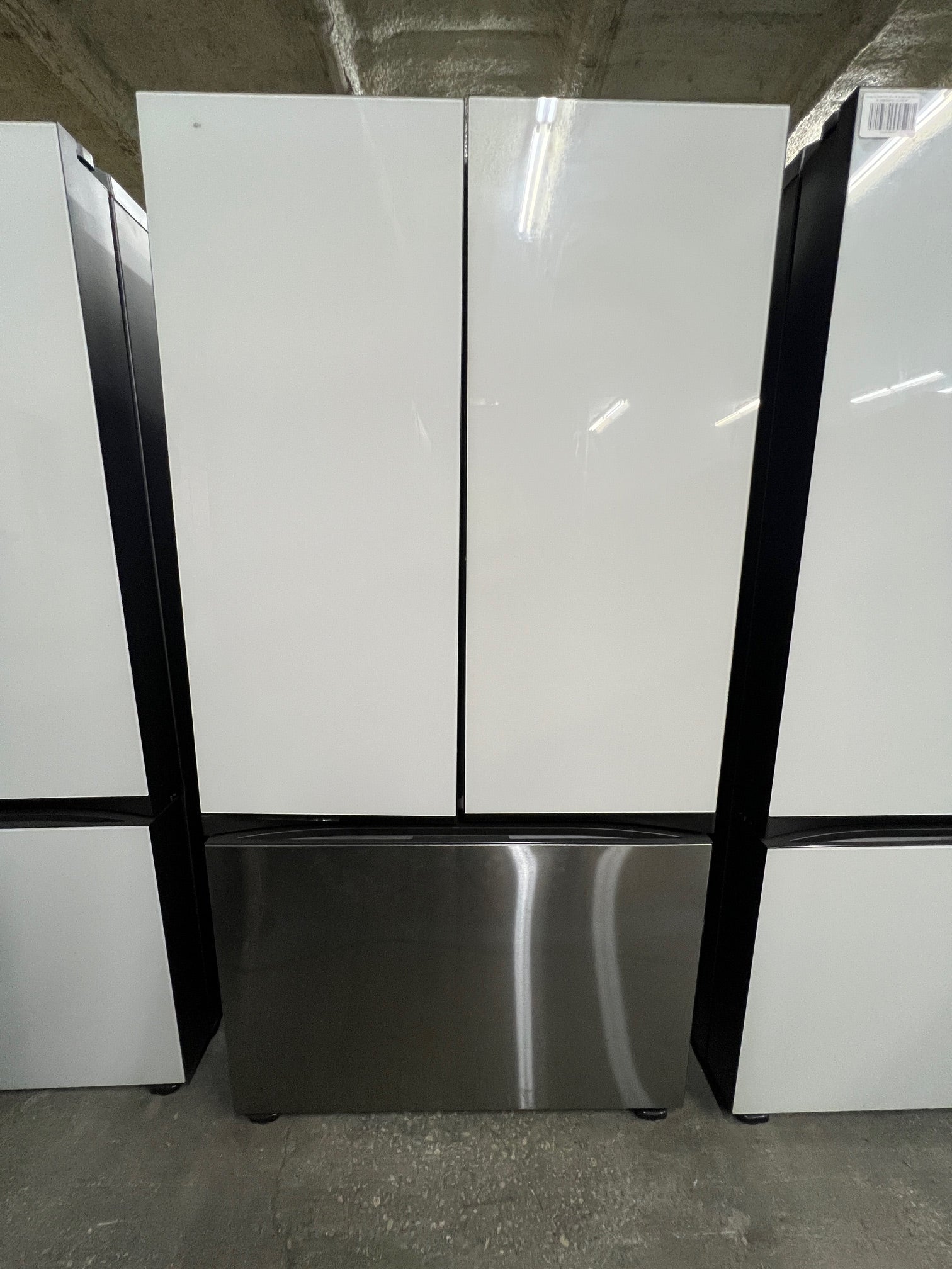 Samsung BESPOKE 30 cu. ft. 3-Door French Door Smart Refrigerator with Beverage Center - White & Stainless Steel